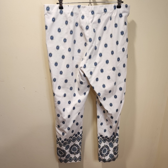 J.Jill Essential white and blue cotton stretch slim pants  size  14 - Picture 8 of 13